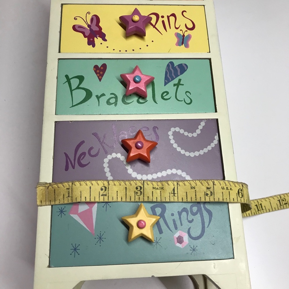 Vintage girls jewelry organizer wood multicolor - Picture 10 of 15